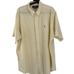 Ralph Lauren Mens Yellow Striped Short Sleeve seeraucker Button-Down Shirt XXL